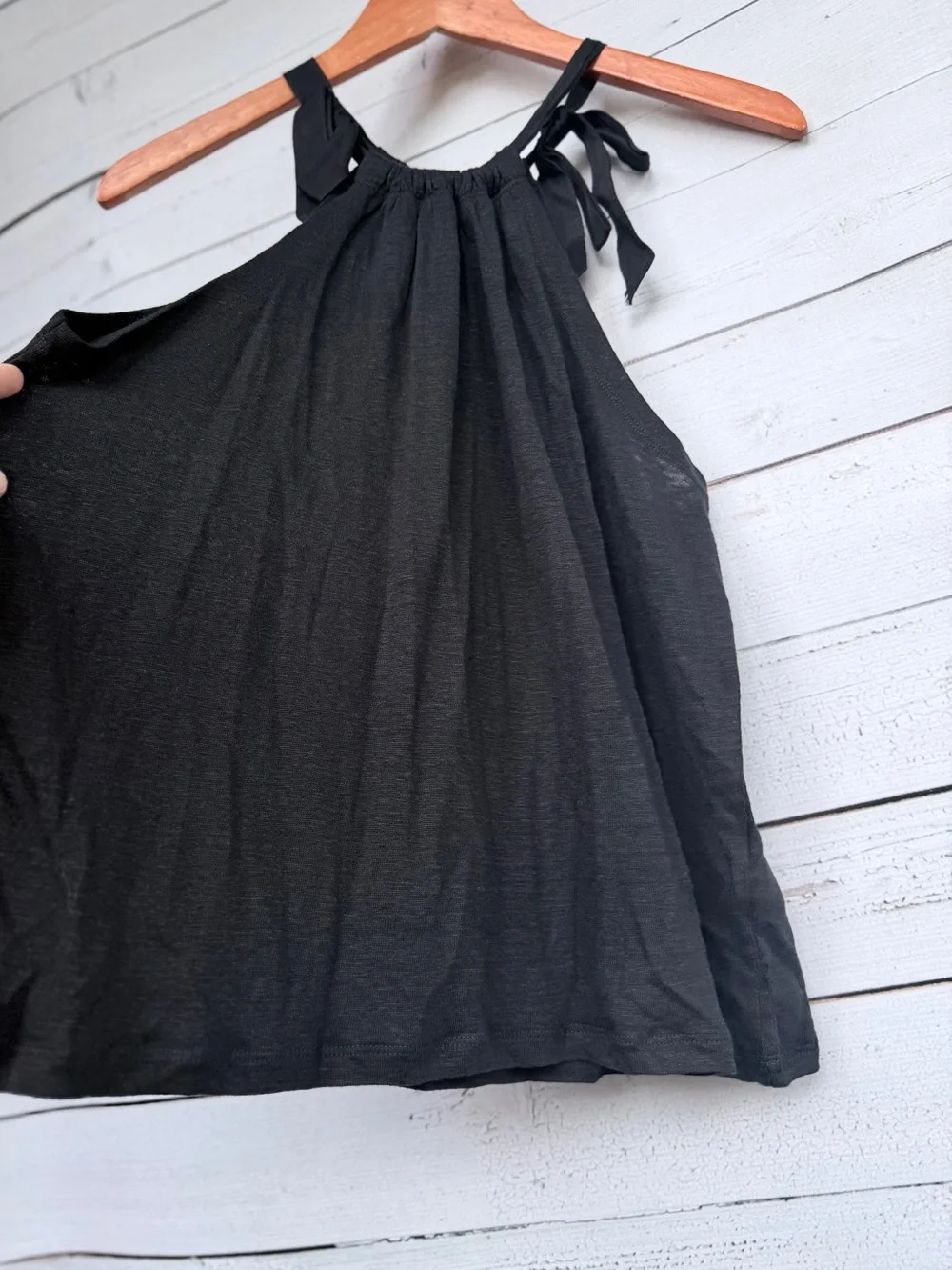 J.Crew NWT Black Bow-Tie Linen Halter Tank Top - Size X-Small